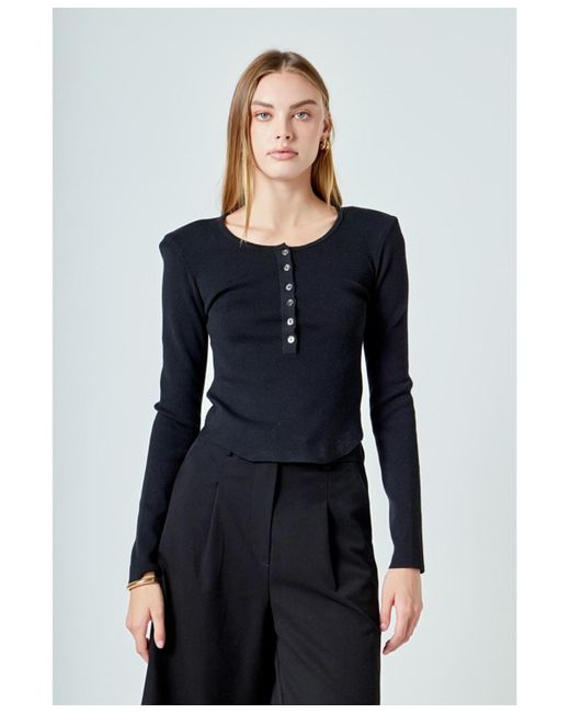 Endless Rose Women's Blue Shoulder Pad Knit Top - Main Image