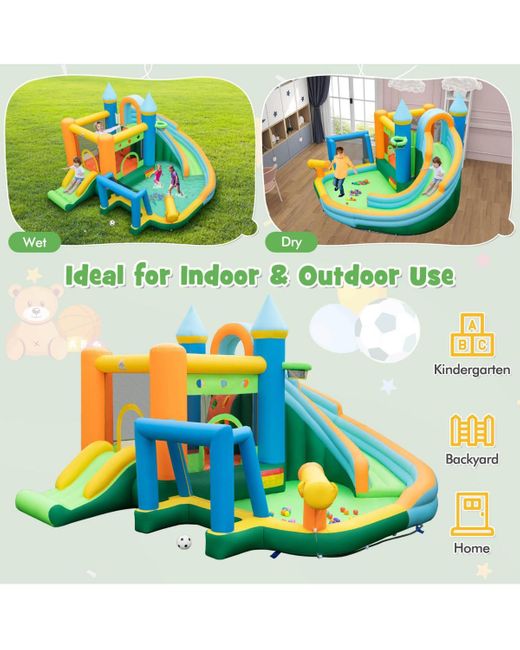 Gymax White Inflatable Water Slide Kids Blow Up Water Park