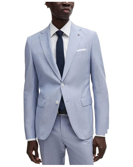 BOSS Boss By Micro-patterned Slim-fit Jacket in Blue for Men | Lyst