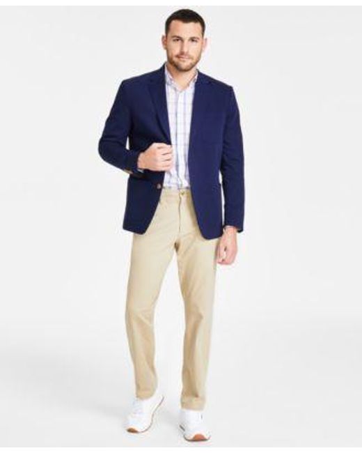 Club Room Blue Unstructured Blazer Quincy Plaid Shirt Four Way Stretch Pants Created For Macys for men
