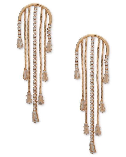Anne Klein Metallic Gold-tone Cubic Zirconia Snake Chain Chandelier Earrings