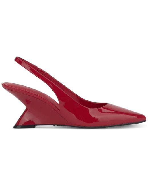 INC International Concepts Red Sairi Wedge Slingback Pumps