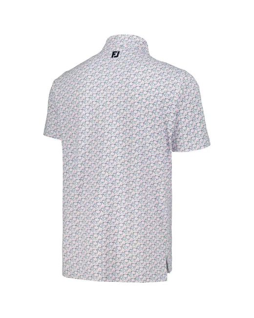 Footjoy Gray The Players Golf Course Doodle Stretch Pique Polo for men