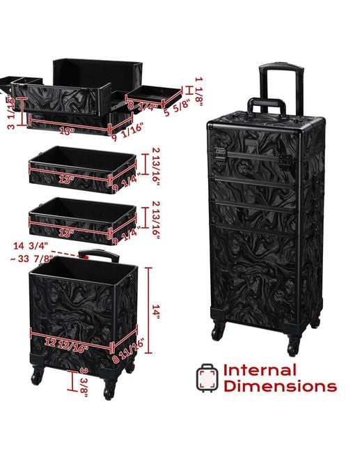 Byootique Black Rolling Makeup Train Case