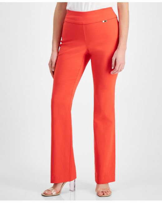 INC International Concepts Red Petite Mid-rise Bootcut Pants