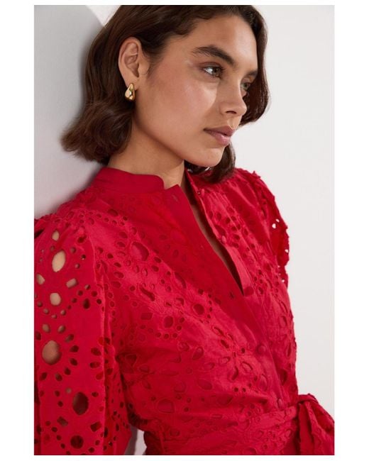 Karen Millen Red Woven Tie Waist Mini Dress