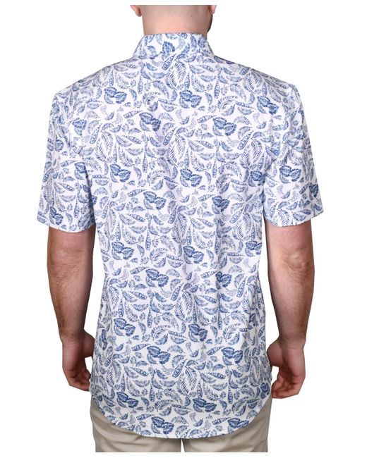 Vintage 1946 Blue Printed Short-sleeve Woven Shirt for men