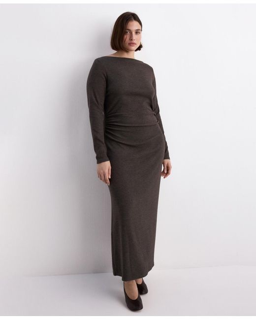 slim fit dress slacks Beige Ribbed Knit Fitted Midi Sweater Dress – PinkBlush main image 0
