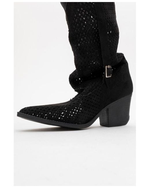 Prologue Shoes Black Larry Elasticated Block Heel Boot