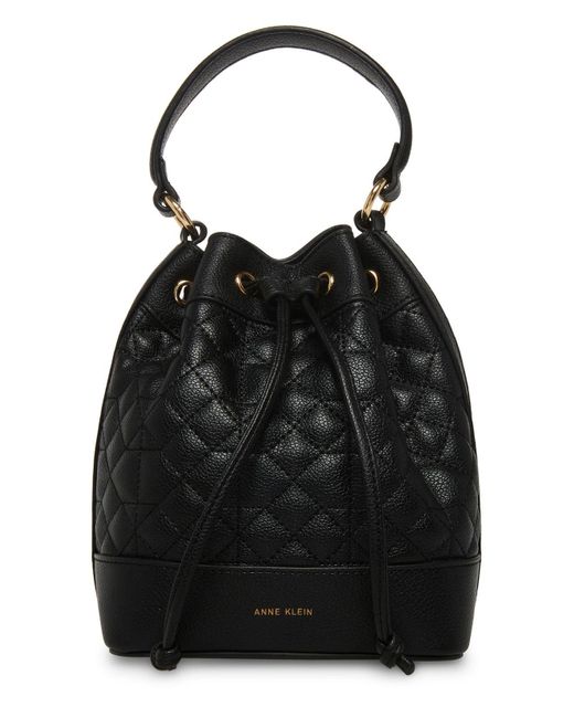 Anne Klein Synthetic Quilted Bucket Crossbody Bag in Black Lyst