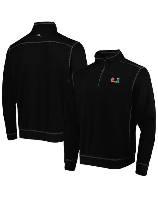 Tommy Bahama Black Miami Hurricanes Sport Tobago Bay Tri-blend Mock Neck Half-zip Jacket for men