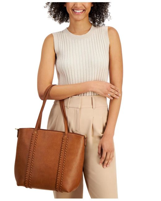 Style & Co. Brown Whip-stitch Medium Tote Bag