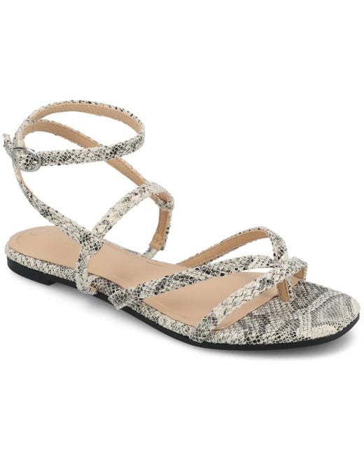 Journee Collection Metallic Serissa Multi Strap Flat Sandals