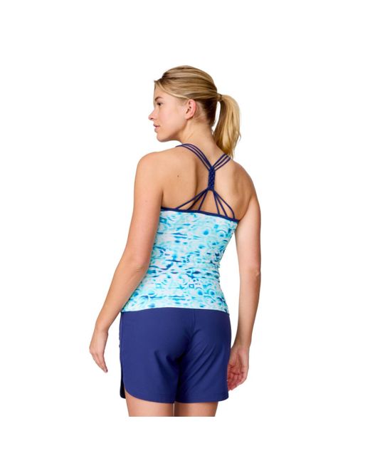 Free Country Blue Macrame Back Tankini Top