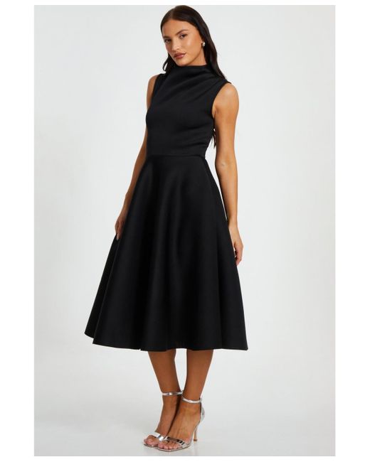 Quiz Black Scuba Foam High Neck Midi Dress