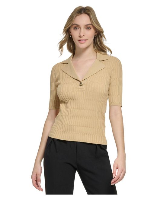 Calvin Klein Natural X-fit Collared Rib-knit Sweater