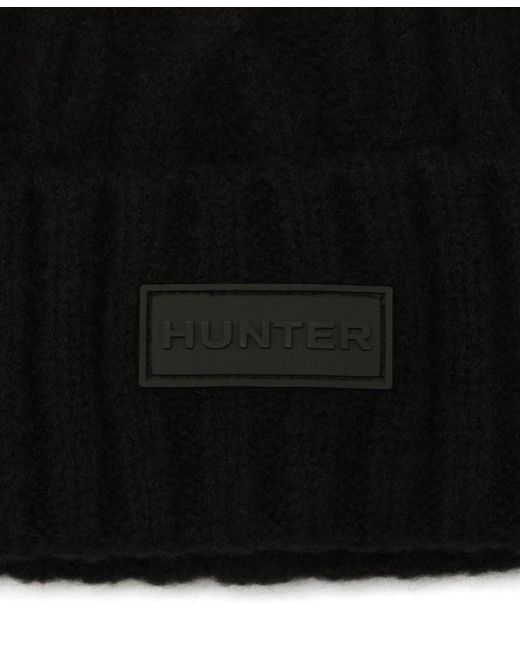 Hunter Black Faux-fur-pom Cable-knit Beanie