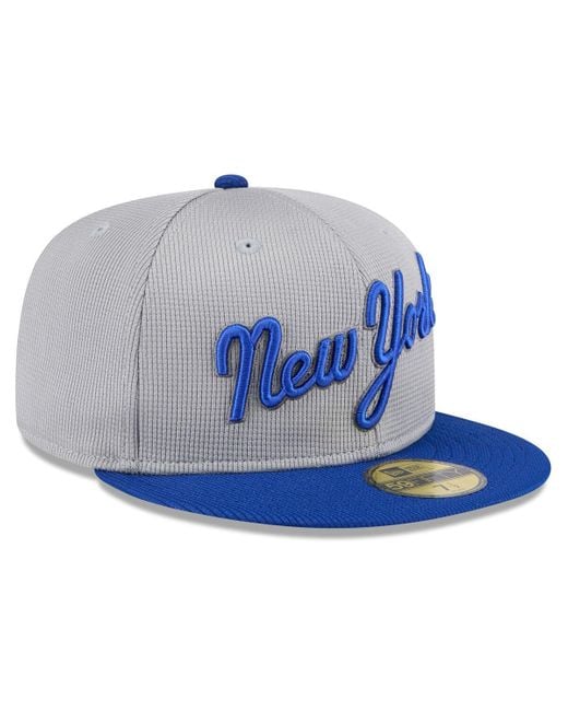 KTZ Blue Gray/royal New York Mets 2025 Batting Practice 59fifty Fitted Hat for men