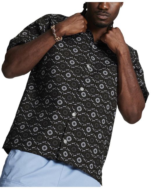 PUMA Black Classics New Prep Short Sleeve Medallion Print Shirt for men