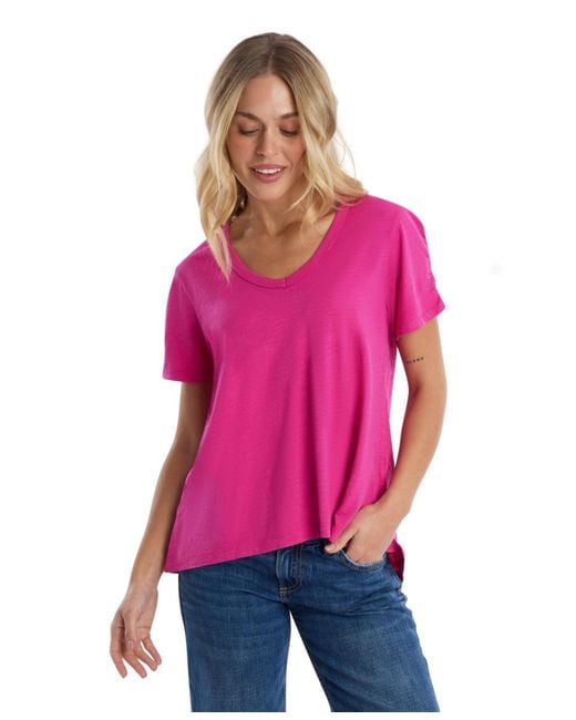 Wilt Pink Clothing Ruched Sleeve Tee