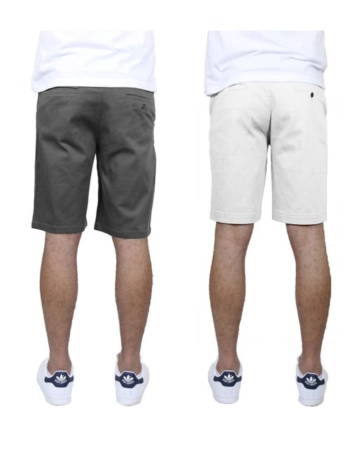 Galaxy By Harvic White 5 Pocket Flat Front Slim Fit Stretch Chino Shorts for men