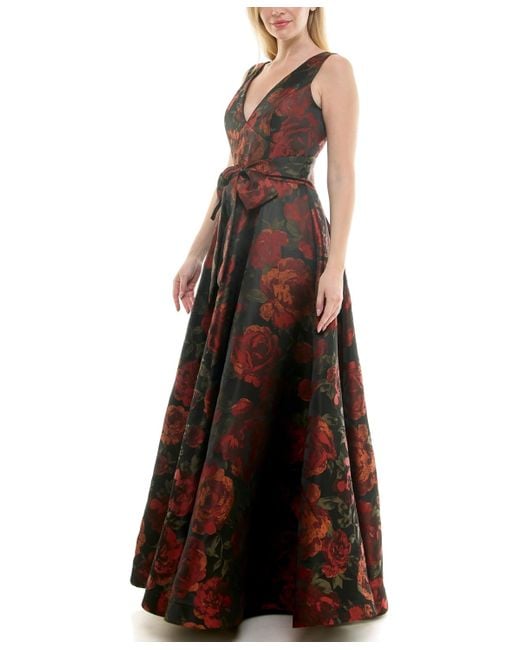 Taylor Printed V-neck Dress in Brown | Lyst