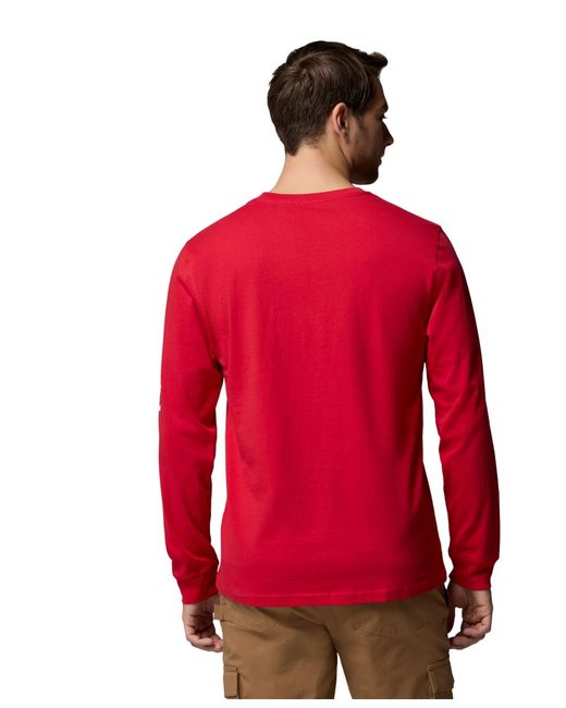 Columbia Red Fundamental Graphic Long-sleeve T-shirt for men