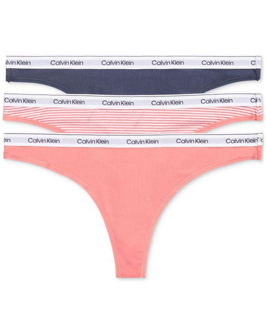 Calvin Klein Pink 3-pk. Modern Logo Low-rise Thong Underwear Qd5209