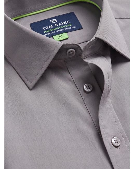 Tom Baine Blue Performance Stretch Solid Button Down Shirt for men