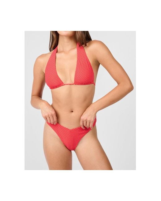 WeWoreWhat Women's Red Halter Bikini Top