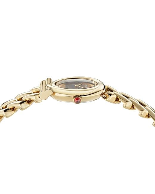 Ferragamo Metallic Swiss Gancini Twisted Chain Gold Ion Plated Bracelet Watch 28mm