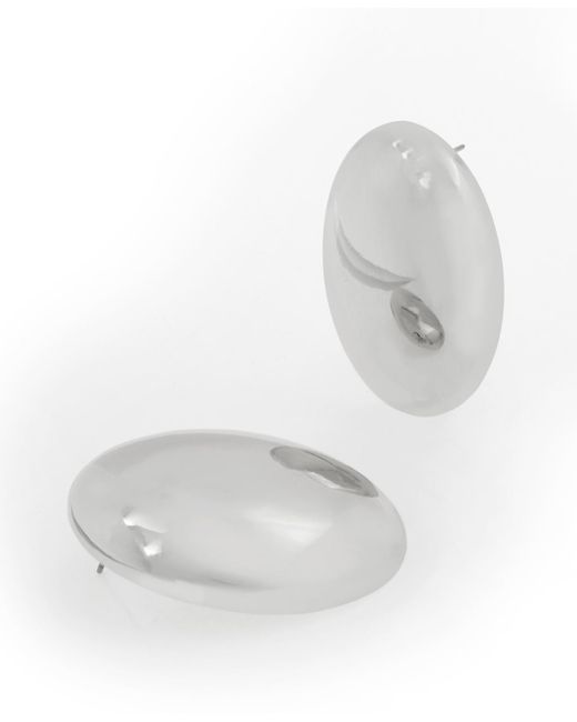 Steve Madden White Puffy Oval Statement Button Earrings