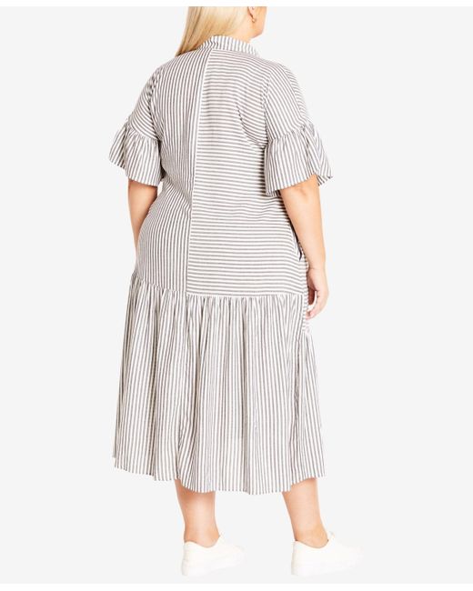 Avenue Gray Plus Size Kaitlyn Stripe Maxi Dress