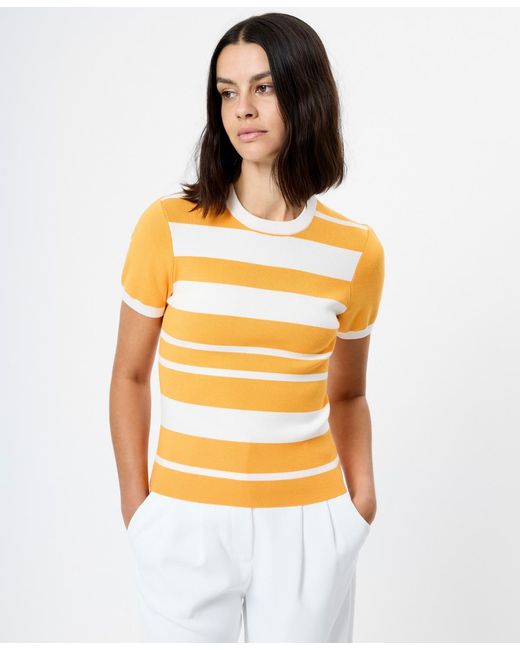 French Connection Orange Maxime Knit Striped Top