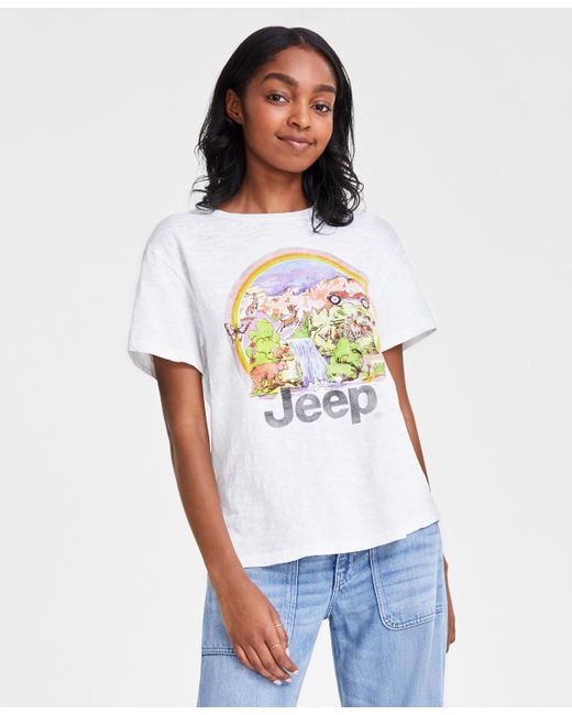 Lucky Brand White Jeep Rainbow Cotton Boyfriend T-shirt