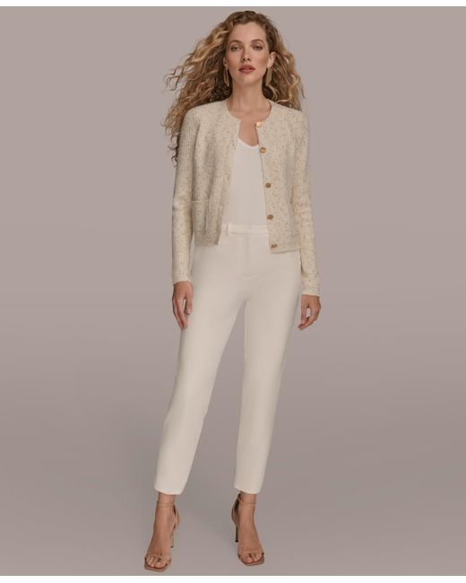 Donna Karan Natural Metallic Cardigan Sweater