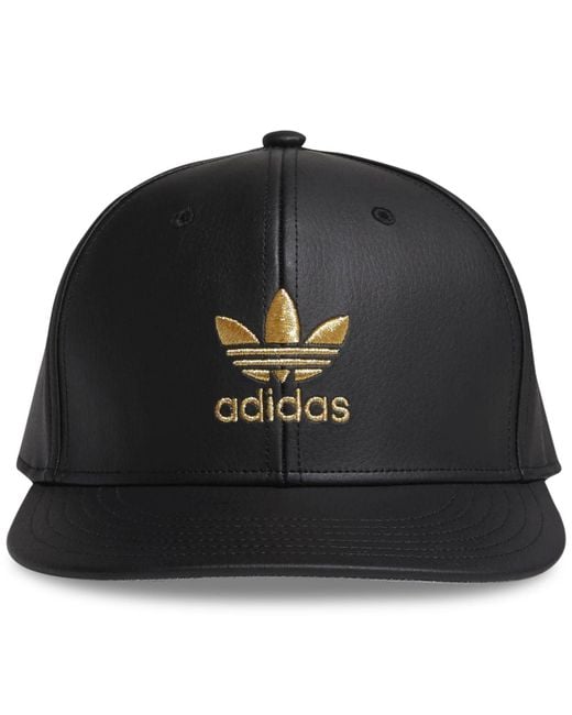 Adidas Black Originals Faux-leather Metallic-logo Hat for men