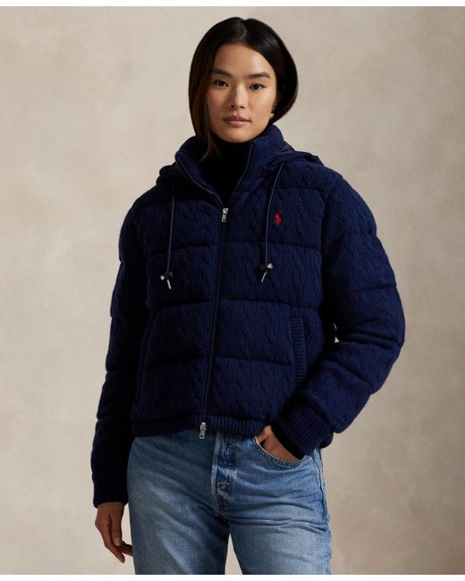 Polo Ralph Lauren Women's Blue Hooded Quilt Jacket Polo Ralph Lauren Women's Blue Hooded Quilt Jacket