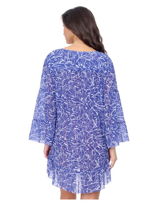 Gottex Blue Tulip Mesh Tunic