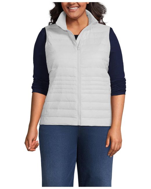 Lands' End Blue Plus Size Wanderweight Packable Down Vest