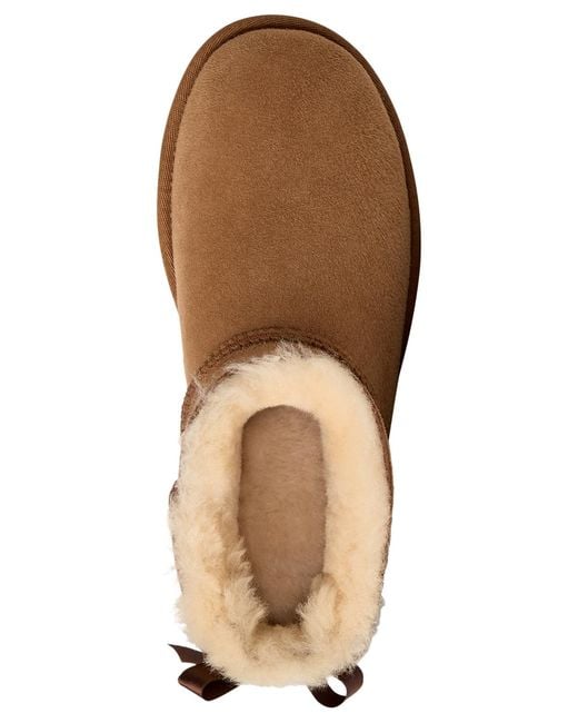 Ugg Brown Ultra Mini Bailey Bow Round Toe Booties