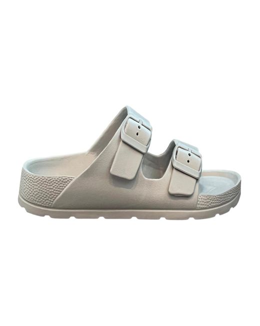 Andrew By Andrew Stevens Blue Comfort Slides Double Buckle Adjustable Scooby Flat Sandals