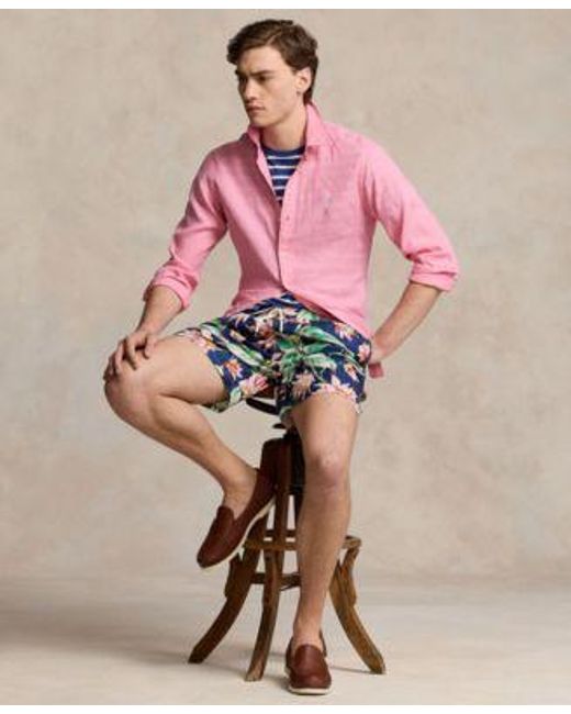 Polo Ralph Lauren Pink Linen Shirt Jersey T Shirt Swim Trunks Loafers for men