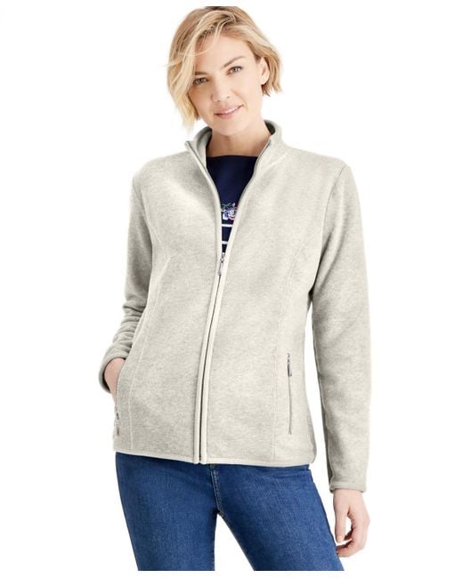 Karen Scott Natural Zip-up Zeroproof Fleece Jacket