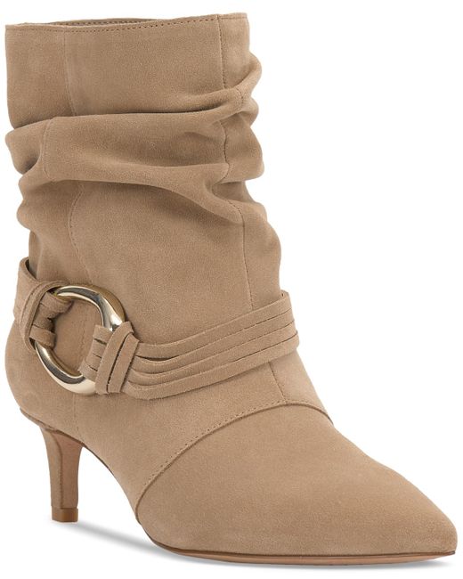 Vince Camuto Brown Kirpa Slouch Embellished Mid-heel Dress Booties