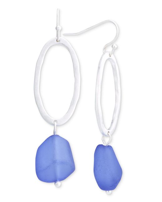 Style & Co. White Open Oval & Color Stone Drop Earrings