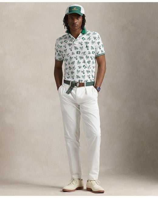 Polo Ralph Lauren White Classic-fit Print Mesh Polo Shirt for men