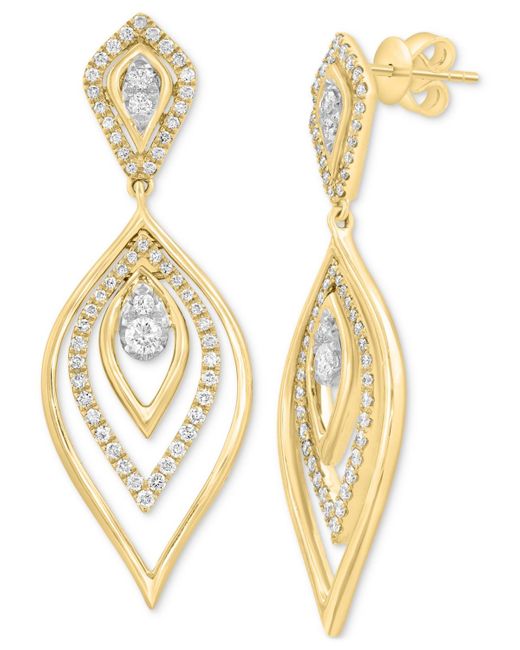 Effy Metallic Effy Diamond Navette Multi-layer Drop Earrings (7/8 Ct. T.w.