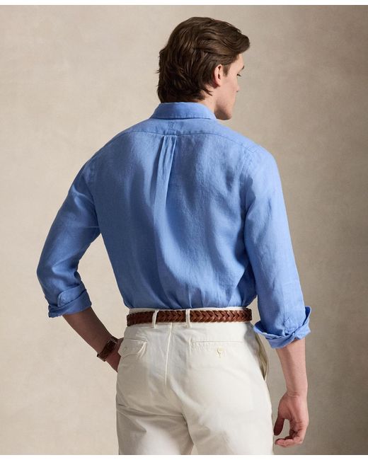 Polo Ralph Lauren Classic Fit Linen Shirt in Blue for Men | Lyst