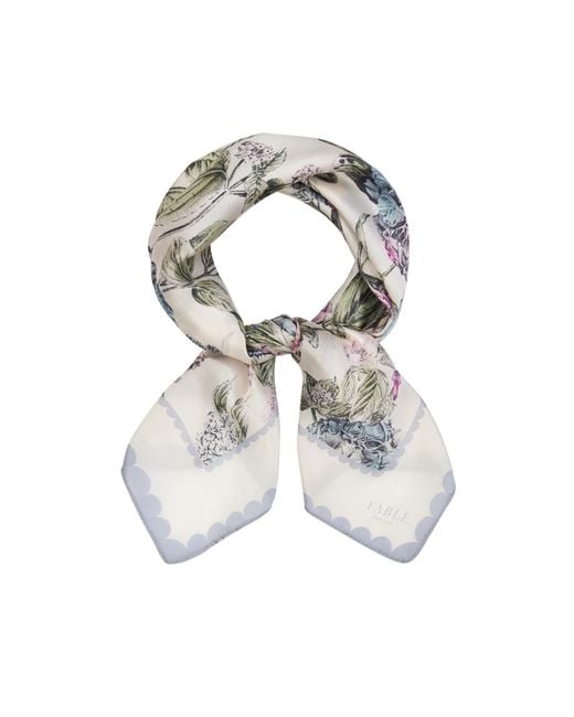 Fable England White Hydrangea Square Scarf